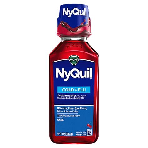 vicks nyquil cold  flu medicine  fl oz cherry flavor relieves