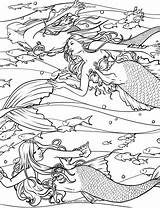 Coloring Pages Mermaid Adult Creature Fantasy Mermaids Sea Ocean Lagoon Adults Selina Calm Drawing Collection Books Fenech Printable Coloriage Book sketch template