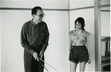 Akira Kurosawa With Misa Uehara During Rehearsals For The Hidden