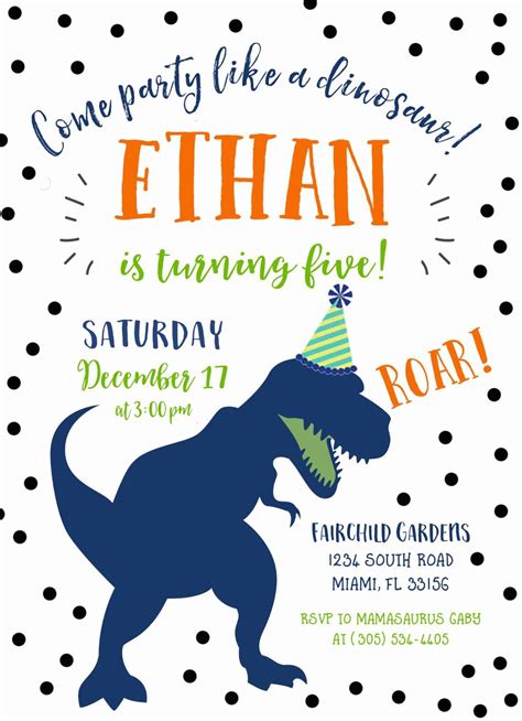 editable dinosaur birthday invitations templates  printable word