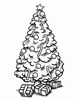 Tree Christmas Coloring Xmas Drawing Pages Color Drawings Gifts sketch template