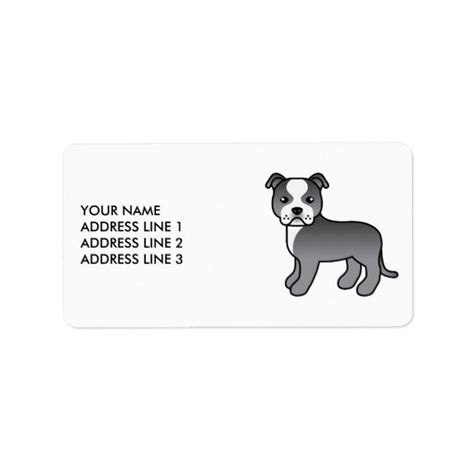 blue  white staffie cute cartoon dog text label staffordshirebull label dogs doglover