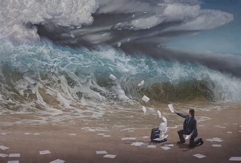 Men Fight With Waves In Joel Rea S Surreal Paintings Art Sheep
