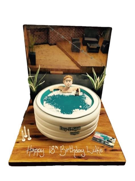 Hottub Hot Tub And Figure Birthday Cake
