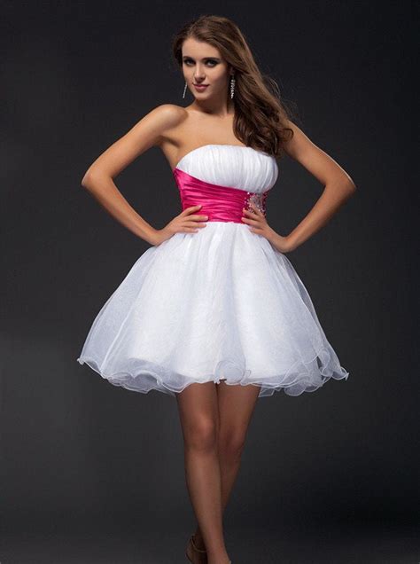 white sweet  dressesstrapless sweet  dressshort homecoming dress