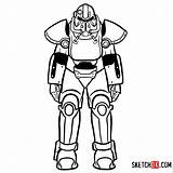Fallout Power Armor Drawing Draw 51 Drawings Games Paintingvalley sketch template