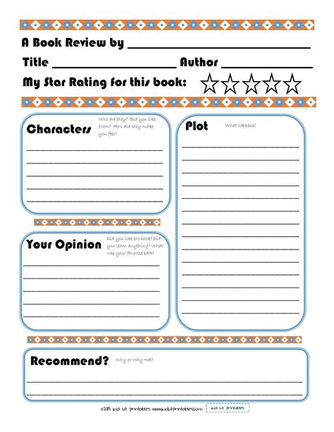 printable book report forms book review template book report