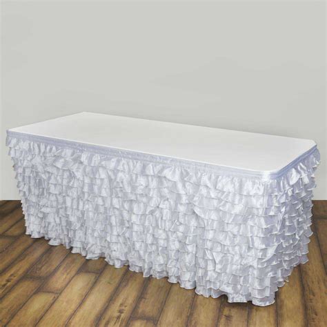 17ft White Satin Ruffle Pleated Table Skirts