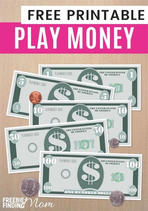 printable play money  kids play money template printable play