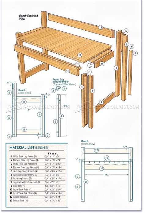 kitchen table  bench plans woodarchivist