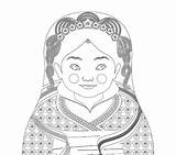 Coloring Chinese Hanfu Matryoshka Girl Sheet Printable  sketch template
