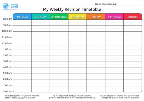 revision timetable   grades