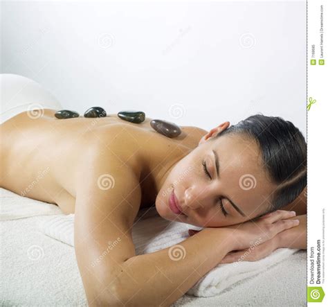 hot stone massage in the day spa stock image image of alternative