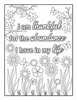 Coloring Gratitude Affirmations Adults Book Pages Affirmation Adult sketch template