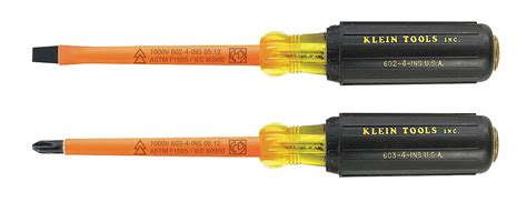 klein tools  pieces phillipsslotted tip esd safe insulated screwdriver set ahe