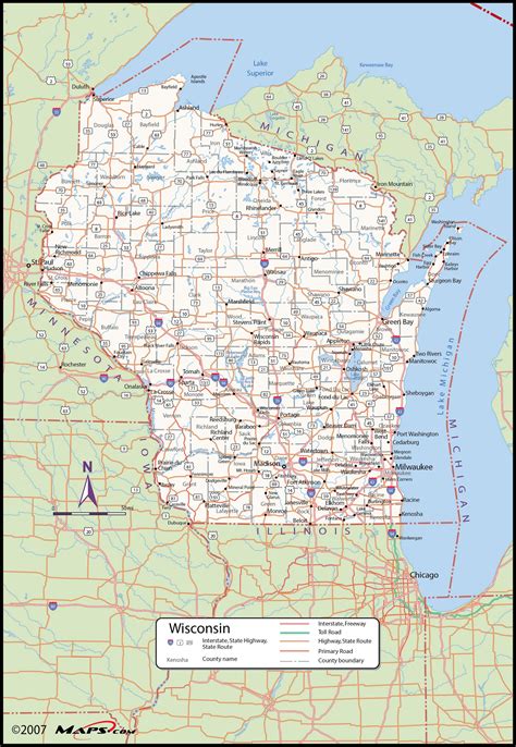 wisconsin wall map delivers    amount  information