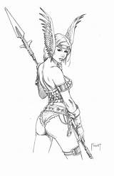 Valkyrie Coloring Tattoo Pages Drawing Fantasy Comics Young Marvel Viking Drawings Comic Colouring Books Adult Freya Deviantart Sketches Visit Arte sketch template