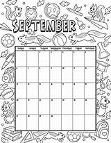September Calendar Kids Printable Coloring School sketch template