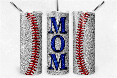 Baseball Mom Glitter 20oz Skinny Tumbler Graphic By Sweetie Citrus Co