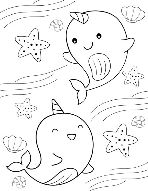 cute narwhal coloring pages  printables