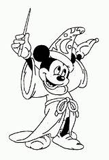 Fantasia Mickey Coloring Pages Mouse Disney Wizard Re sketch template