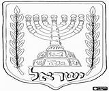 Coloring Pages Menorah Israel Jewish Oncoloring Printable Judaism Shield Symbols sketch template
