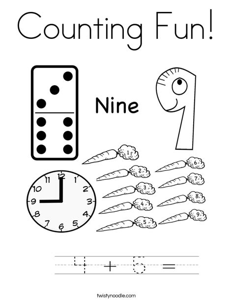 counting fun coloring page twisty noodle