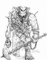 Coloring Bugbear Pages Fantasy Dnd Dragons Dungeons Monster Sketch Sam Characters Wood Pathfinder Artwork Concept Drawing Stuck Princess Goblin Dragon sketch template