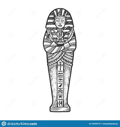 ancient egyptian sarcophagus sketch vector stock vector illustration