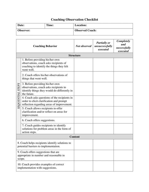 browse  image  observation checklist template checklist template