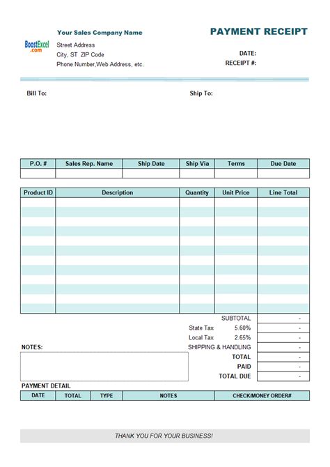 sample payment invoice template