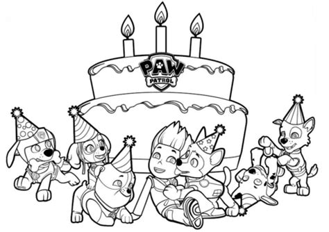 paw patrol coloring pages happy birthday