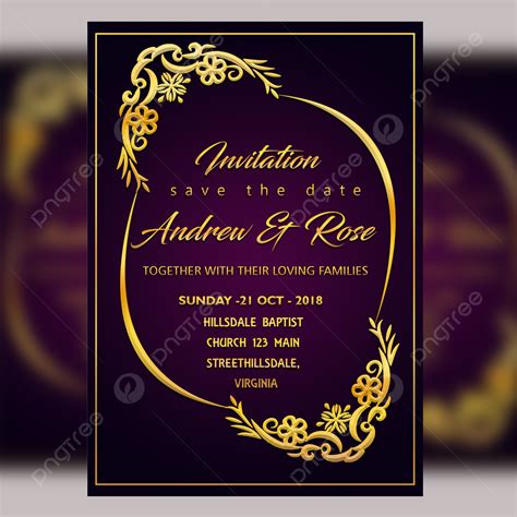 purple wedding invitation card template psd file  vector royal