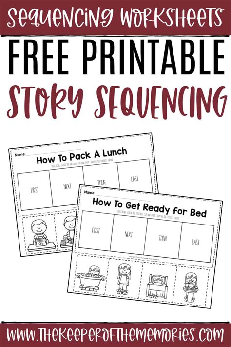 printable story sequencing worksheets  keeper   memories