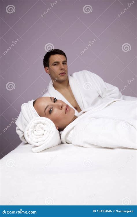 young beautiful couple   spa stock photo image  female beauty