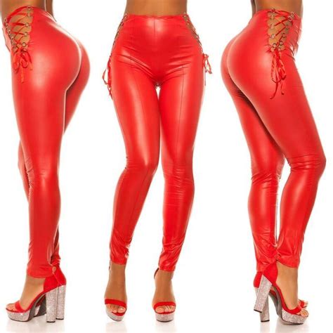 comprar leggings cuero vegano rojo leggings