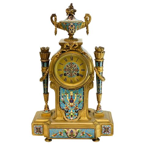 Tiffany And Co French Champlevé Enamel Gilt Bronze Repeater Clock For