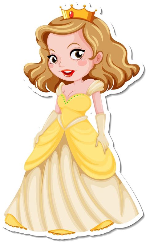beautiful princess cartoon character sticker 2747321 vector art at vecteezy
