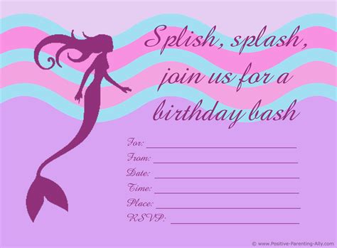 mermaid birthday invitations printable printable templates