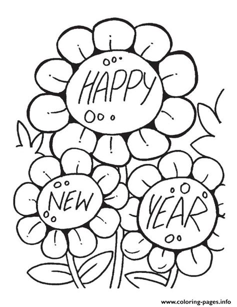 flower wishing happy  year printable  coloring page printable
