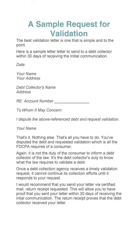 debt validation letter samples editable  word