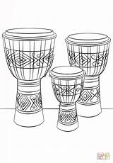 Djembe Coloring Drum Bongos Drums Printable Instruments Pages Template Sheet Kids Music sketch template
