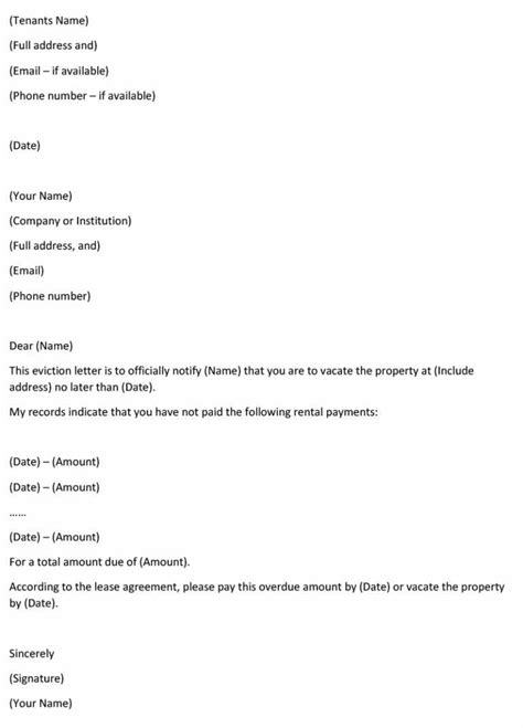 eviction letter template   write   examples