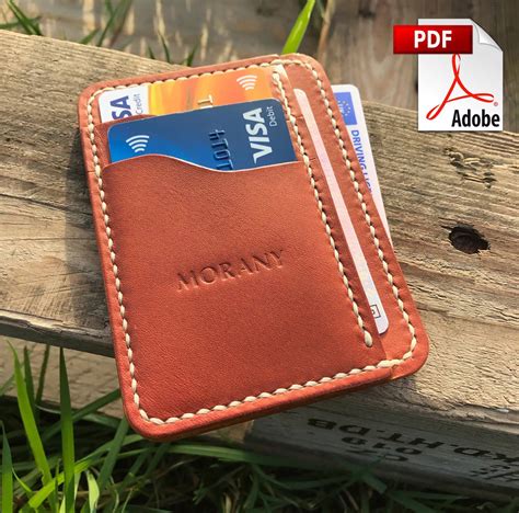 leather card holder wallet patternminimal walletpattern etsy uk