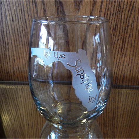 Etched Florida Stemless Wine Glasses