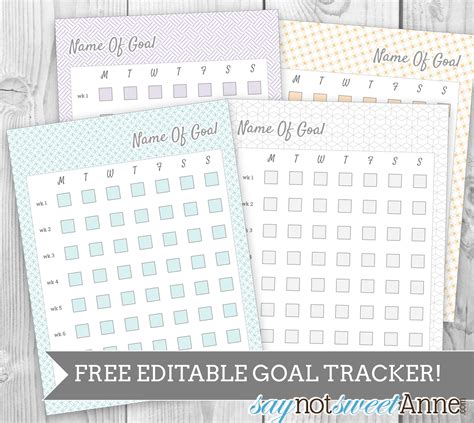 editable printable goal tracker sweet anne designs