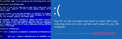 page fault  nonpaged area  blue screen