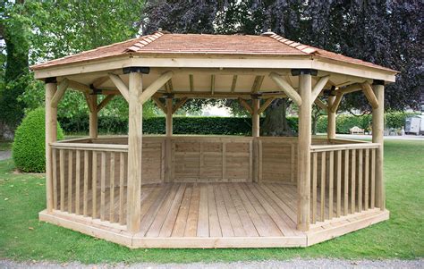 premium oval wooden gazebo  cedar roof forest garden