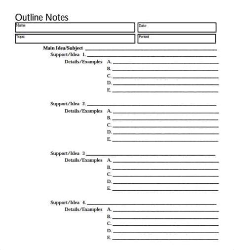 outline templates word excel  formats