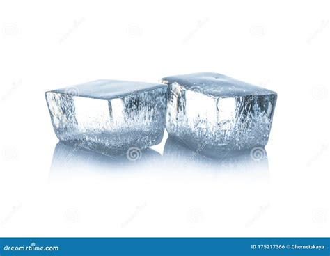 crystal clear ice cubes isolated  white stock photo image  food beverage